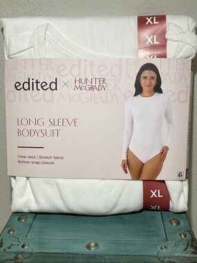 Edited by Hunter McGrady White Long Sleeve Bodysuit XL